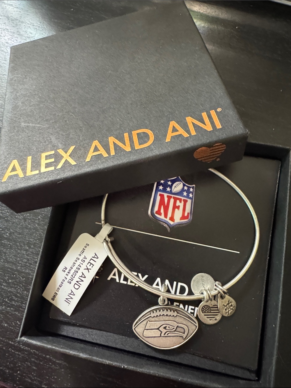 Alex and Ani Silver Seattle Seahawks Charm Bangle